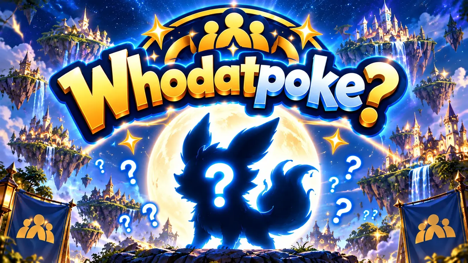Whodatpoke? A Pokémon silhouette in front of a full moon